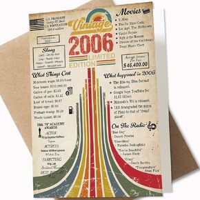 18th Birthday Card, Classy Vintage 2005 Limited Edition, 18th Birthday Gifts for Girls Boys, 18th Birthday Decorations or Anniversary for Him or Her (5 x 7 Inch Card with Kraft Envelope)