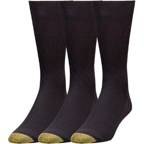 GOLDTOE Men's Metropolitan Dress Socks, 3 Pairs, Navy, Shoe Size 6-12