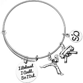 Sportybella Martial Arts Bracelet - She Believed She Could Martial Arts Black Belt Charm Bracelet - Karate, Judo, MMA, Taekwondo, or Jiu Jitsu Gift
