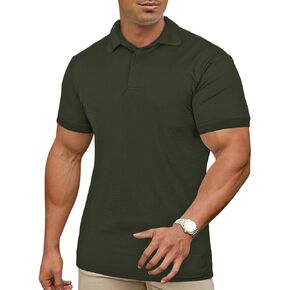 KAWATA Men's Muscle Polo Shirts Dry Fit Short Sleeve Stretch Slim Fit T Shirts Workout Golf Shirt
