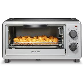 Proctor Silex Simply-Crisp Toaster Oven Air Fryer Combo with 4 Functions Including Convection, Bake & Broil, Fits 6 Slices or 12" Pizza, Auto Shutoff, Black (31275)