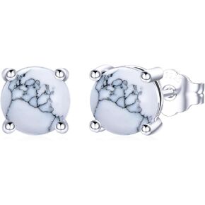 Natural Turquoise Stone Stud Earrings, 925 Sterling Silver Hypoallergenic Stud Earrings Gemstone Earring Turquoise Jewelry Western Jewelry for Women Girls
