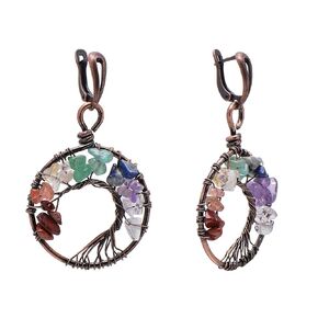 Hand Wired Sea Abalone Shell Tree of Life Earrings for Women, Antique Copper Latch Backs