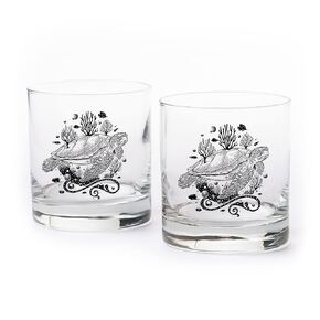 Black Lantern Whiskey Glasses – Cocktail Glasses and Glassware Sets, Old Fashioned Rocks Glass for Bourbon, Scotch, Whiskey, Forest Landscape Design, Set of 2 Glasses