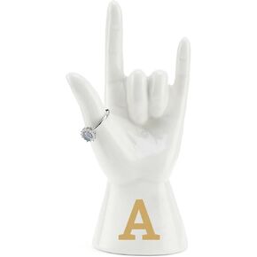 JOYIMARR Hand Ring Holder Palm Reader Jewelry Holder Stand, Witch Mystical Gifts For Women,Black Palmistry Hand Psychic Fortune Teller Ceramic Figurine Sculpture