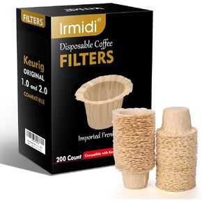 Disposable Coffee Paper Filter 300 Count with 2 Pack Reusable K Cup Coffee Pods,Compatible with Keurig Single Serve Coffee Maker 2.0 & 1.0