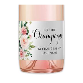 POP the Champagne Mini Champagne Bottle Labels ● SET of 12 ● Blush Rose Bachelorette Party Mini Wine Labels, Bridal Shower Bride Squad Mini Champagne Labels WEATHERPROOF M625-LN-12