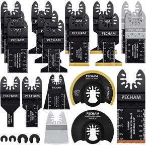 PECHAM 21PCS Universal Wood Metal Oscillating Multitool Quick Release Saw Blades Fit Porter Cable Black & Decker Rockwell Ridgid Ryobi Milwaukee DeWalt Chicago Craftsman
