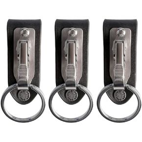 Saim Stainless Steel Keyring Design Faux Leather Belt Loop Key Chain
