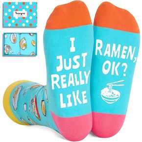 HAPPYPOP Unisex Funny Ramen Socks, Ramen Noodle Socks, Novelty Ramen Gifts Men Women, Japanese Socks
