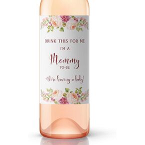 Drink This For Me - I’m a Mommy-To-Be Wine Labels ● SET of 5 ● Pregnancy Announcement Wine Label - Baby Reveal to Friends Family Parents Mom Dad Alternative to Having Baby Cards WATERPROOF A901-5M1