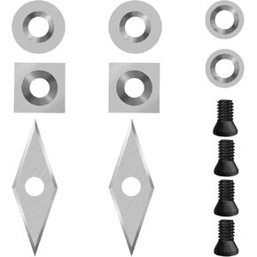 NNBWKIXI 12PCS Carbide Lathe Tools Carbide Inserts for Wood Lathe Turning Tool,Include 11mm Square with Radius,12mm and 8.9mm Round,30x10mm Diamond with Sharp Point with Screws