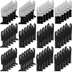 Kyoffiie 60Pcs Oscillating Tool Blades, Universal Metal Wood Plastic Multitool Blades Quick Release Saw Blades Compatible with Fein Multimaster, Milwaukee, Makita, Bosch, Dewalt, Ryobi, Craftsman