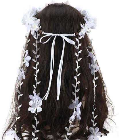 PartyforU Purple Flower Hippie Headpiece Forest Vines Crown Boho Floral Headband for Women Girls Fairy Bohemian Cosplay Wedding Bridal Shower Renaissance Fair Proms Bachelor Party in Kuwait