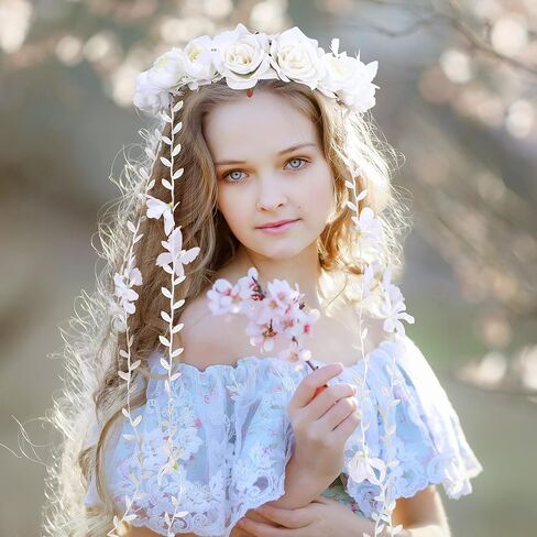 PartyforU Purple Flower Hippie Headpiece Forest Vines Crown Boho Floral Headband for Women Girls Fairy Bohemian Cosplay Wedding Bridal Shower Renaissance Fair Proms Bachelor Party in Kuwait