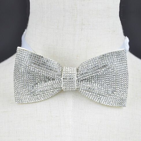 Crystal Rhinestones Pre-tied Bow Ties for men women | Formal Bowties with Adjustable Length | CK Bow (Green AB) in Kuwait