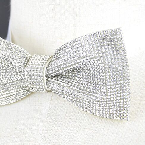 Crystal Rhinestones Pre-tied Bow Ties for men women | Formal Bowties with Adjustable Length | CK Bow (Green AB) in Kuwait