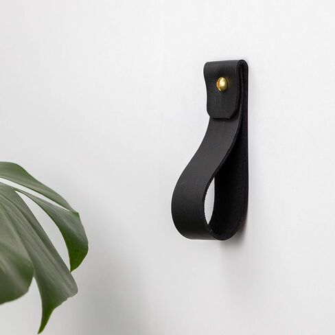 KEYAIIRA - Medium Natural Leather Wall Hook, wall hanging strap towel hook for wall leather loop strap for scarf storage boat paddle holder minimal towel bar rack storage in Saudi Arabia