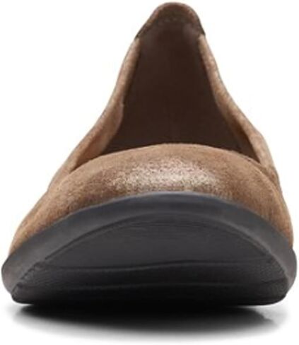 حذاء باليه مسطح Jenette Ease للسيدات من Clarks، جلد أسمر داكن، 8.5 in Kuwait
