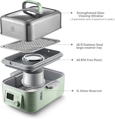 BUYDEEM A501 Stackable Double Tier for Electric Food Steamer, with 18/8 Stainless Steel Tray & Handles, Suitable for G563 One-Touch Vegetable Food Steamer, 11 * 4 Inch in Saudi Arabia