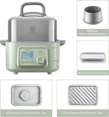 BUYDEEM A501 Stackable Double Tier for Electric Food Steamer, with 18/8 Stainless Steel Tray & Handles, Suitable for G563 One-Touch Vegetable Food Steamer, 11 * 4 Inch in Saudi Arabia