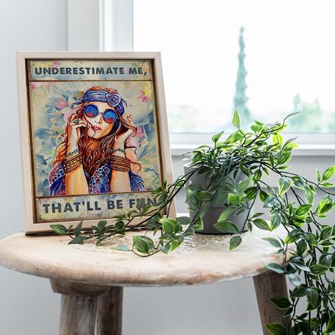 Boho-chic Hippie Wall Art & Decor - Go Ahead Underestimate Me That'll Be Fun - Funny Saying for Women - BFF Best Friend Gift for Woman - Motivation Office Bedroom Living room Home Decor Poster 8x10 in Kuwait