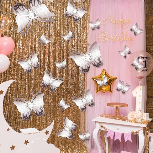 Kigeli 20 Pcs Butterfly Party Decorations Large Butterfly 3D Butterfly Centerpieces Gold Butterfly Wall Decor Paper Butterfly Cutouts Butterfly Prop for Baby Shower Wedding Party Bedroom Girl, 4 Sizes in Saudi Arabia