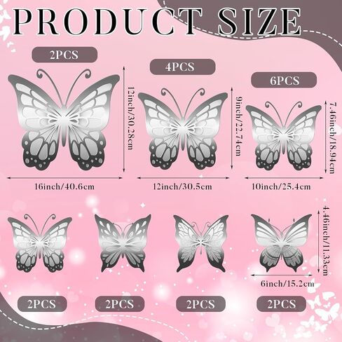 Kigeli 20 Pcs Butterfly Party Decorations Large Butterfly 3D Butterfly Centerpieces Gold Butterfly Wall Decor Paper Butterfly Cutouts Butterfly Prop for Baby Shower Wedding Party Bedroom Girl, 4 Sizes in Saudi Arabia