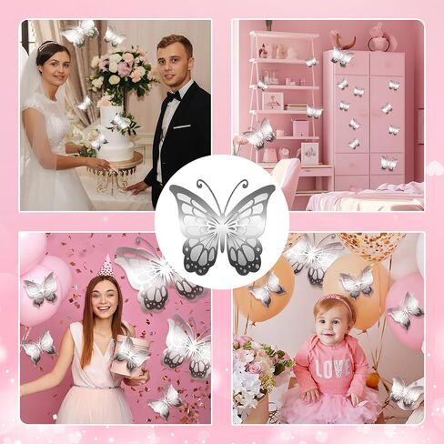 Kigeli 20 Pcs Butterfly Party Decorations Large Butterfly 3D Butterfly Centerpieces Gold Butterfly Wall Decor Paper Butterfly Cutouts Butterfly Prop for Baby Shower Wedding Party Bedroom Girl, 4 Sizes in Saudi Arabia