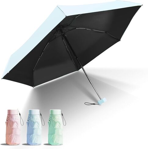 Dlin Small Mini Travel Sun Umbrella for Purse With Case, Compact UV Umbrella Protection, Lightweight & Portable parasol, Outdoor Sun&Rain Umbrellas for Women and Girls in Saudi Arabia