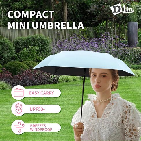 Dlin Small Mini Travel Sun Umbrella for Purse With Case, Compact UV Umbrella Protection, Lightweight & Portable parasol, Outdoor Sun&Rain Umbrellas for Women and Girls in Saudi Arabia