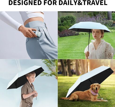 Dlin Small Mini Travel Sun Umbrella for Purse With Case, Compact UV Umbrella Protection, Lightweight & Portable parasol, Outdoor Sun&Rain Umbrellas for Women and Girls in Saudi Arabia