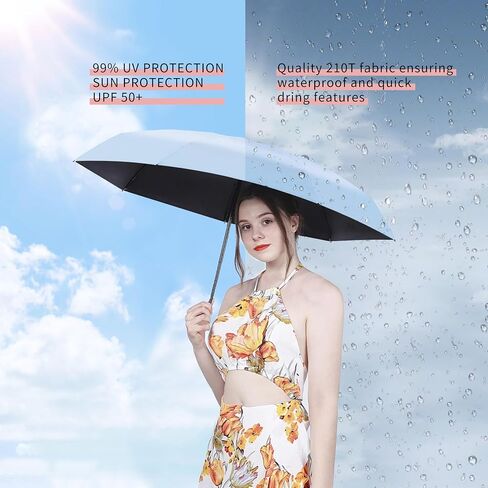Dlin Small Mini Travel Sun Umbrella for Purse With Case, Compact UV Umbrella Protection, Lightweight & Portable parasol, Outdoor Sun&Rain Umbrellas for Women and Girls in Saudi Arabia