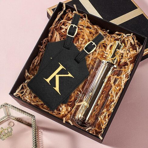 2 Pcs Initial Luggage Tags Monogrammed PU Leather Luggage Tags Embroidered Luggage Tags for Suitcases Travel Luggage Tags for Baggage Bags (M) in Kuwait