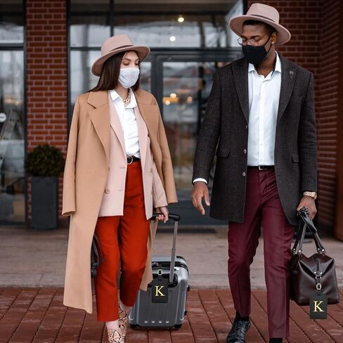 2 Pcs Initial Luggage Tags Monogrammed PU Leather Luggage Tags Embroidered Luggage Tags for Suitcases Travel Luggage Tags for Baggage Bags (M) in Kuwait