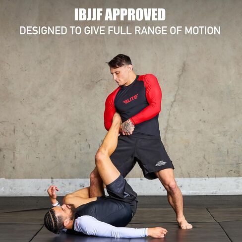 Elite Sports Men's Jiu Jitsu BJJ Rash Guard, Long Full Sleeve Compression Shirt for Sports Nogi Training in Saudi Arabia