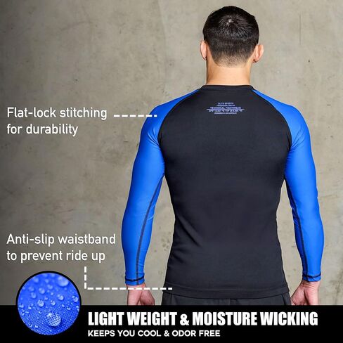 Elite Sports Men's Jiu Jitsu BJJ Rash Guard, Long Full Sleeve Compression Shirt for Sports Nogi Training, IBJJF Rank Color in Saudi Arabia