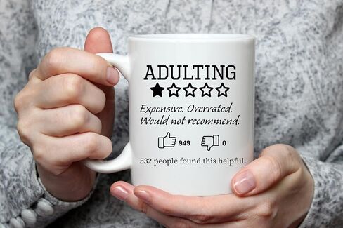 Funny Gift Mug, Adulting, Would Not Recommend" 1-Star Review Ceramic Coffee Cup/Tea Mug 11oz in Saudi Arabia