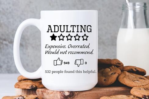 Funny Gift Mug, Adulting, Would Not Recommend" 1-Star Review Ceramic Coffee Cup/Tea Mug 11oz in Saudi Arabia