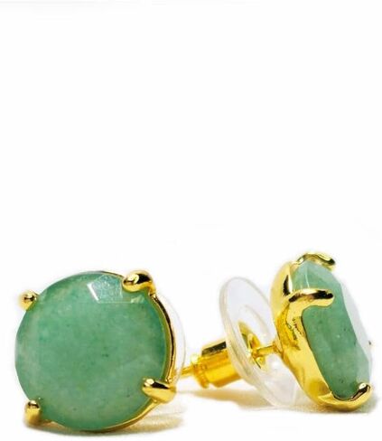 Real Natural Stones Lapis Lazuli Earrings Round Faceted Stud Earrings Gold-filled Genuine Gemstone - USA HANDMADE in Kuwait