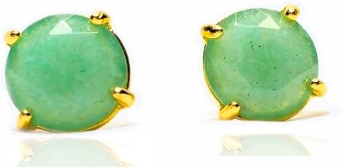 Real Natural Stones Lapis Lazuli Earrings Round Faceted Stud Earrings Gold-filled Genuine Gemstone - USA HANDMADE in Kuwait