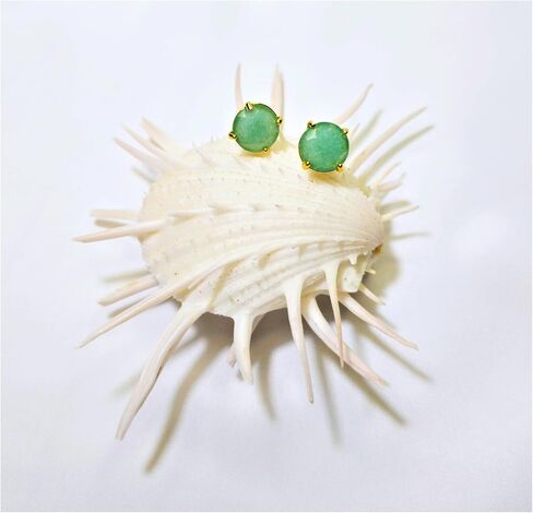 Real Natural Stones Lapis Lazuli Earrings Round Faceted Stud Earrings Gold-filled Genuine Gemstone - USA HANDMADE in Kuwait