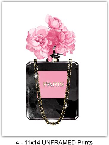 Designer Handbags, Shoes, Perfume Wall Art - Glam Wall Decor - High Fashion Artwork Pictures, Prints Posters Set - Luxury Couture for Women, Teens Room, Girls Bedroom - 4-8x10 Unframed prints in Kuwait