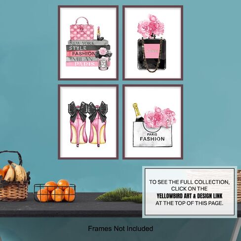 Designer Handbags, Shoes, Perfume Wall Art - Glam Wall Decor - High Fashion Artwork Pictures, Prints Posters Set - Luxury Couture for Women, Teens Room, Girls Bedroom - 4-8x10 Unframed prints in Kuwait