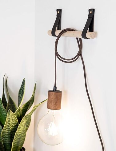 KEYAIIRA - Medium Brown Leather Wall Hook, wall hanging strap towel hook for wall leather loop strap for scarf storage boat paddle holder minimal towel bar rack storage in Kuwait