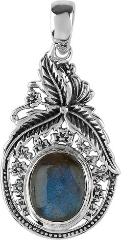 DEVMUKTI Solid 925 Sterling Silver Pendant, Natural Lapis Lazuli Gemstone Cabochon Bezel Pendant, Designer Bohemian Handmade Elegant Jewelry Minimalist Gift for Her in Kuwait