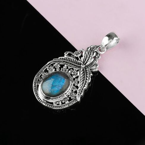 DEVMUKTI Solid 925 Sterling Silver Pendant, Natural Lapis Lazuli Gemstone Cabochon Bezel Pendant, Designer Bohemian Handmade Elegant Jewelry Minimalist Gift for Her in Kuwait