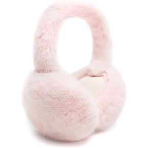 Ulvheti Faux Fur Winter Earmuffs for Women Fluffy Ear Warmers Solid Color Foldable Classic