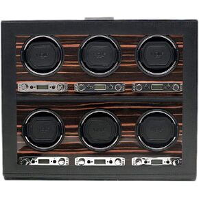 حافظة ساعة WOLF Roadster مع غطاء زجاجي، أسود - ملاءمة آمنة مع سوار ديناميكي حاصل على براءة اختراع - يناسب جميع أحجام المعصم - جلد نباتي - يتضمن محول عالمي in Kuwait