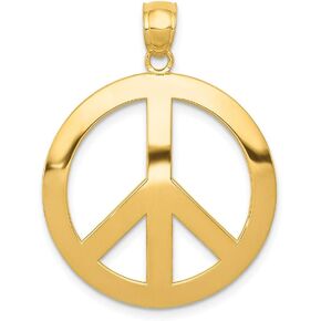 Solid 14k Yellow Gold Peace Sign Pendant (30mm x 25mm)